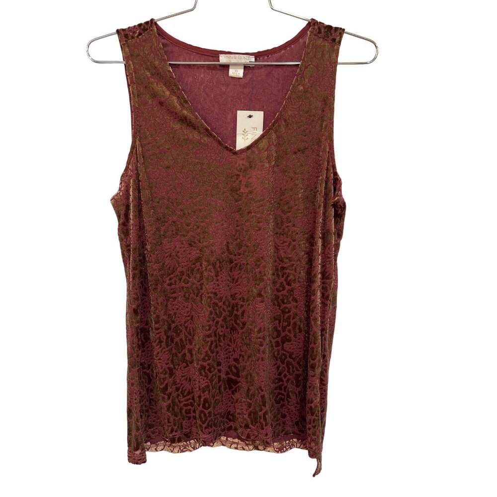 Finn and Grace Tank Top Size XS Burnout Floral Velvet Sleeveless Bohemian NEW